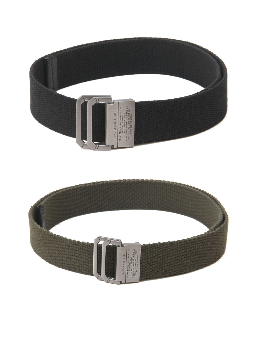 

Calvadoss Men Set Of 2 Textured Belts, Black
