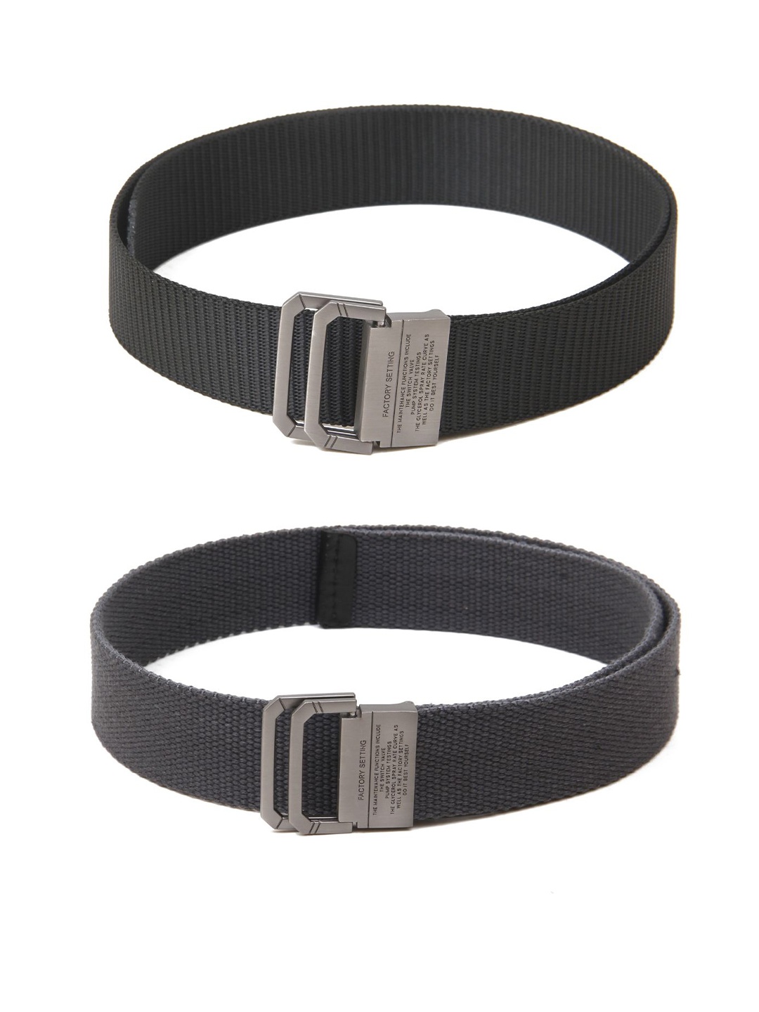 

Calvadoss Men Set Of 2 Textured Belt, Black