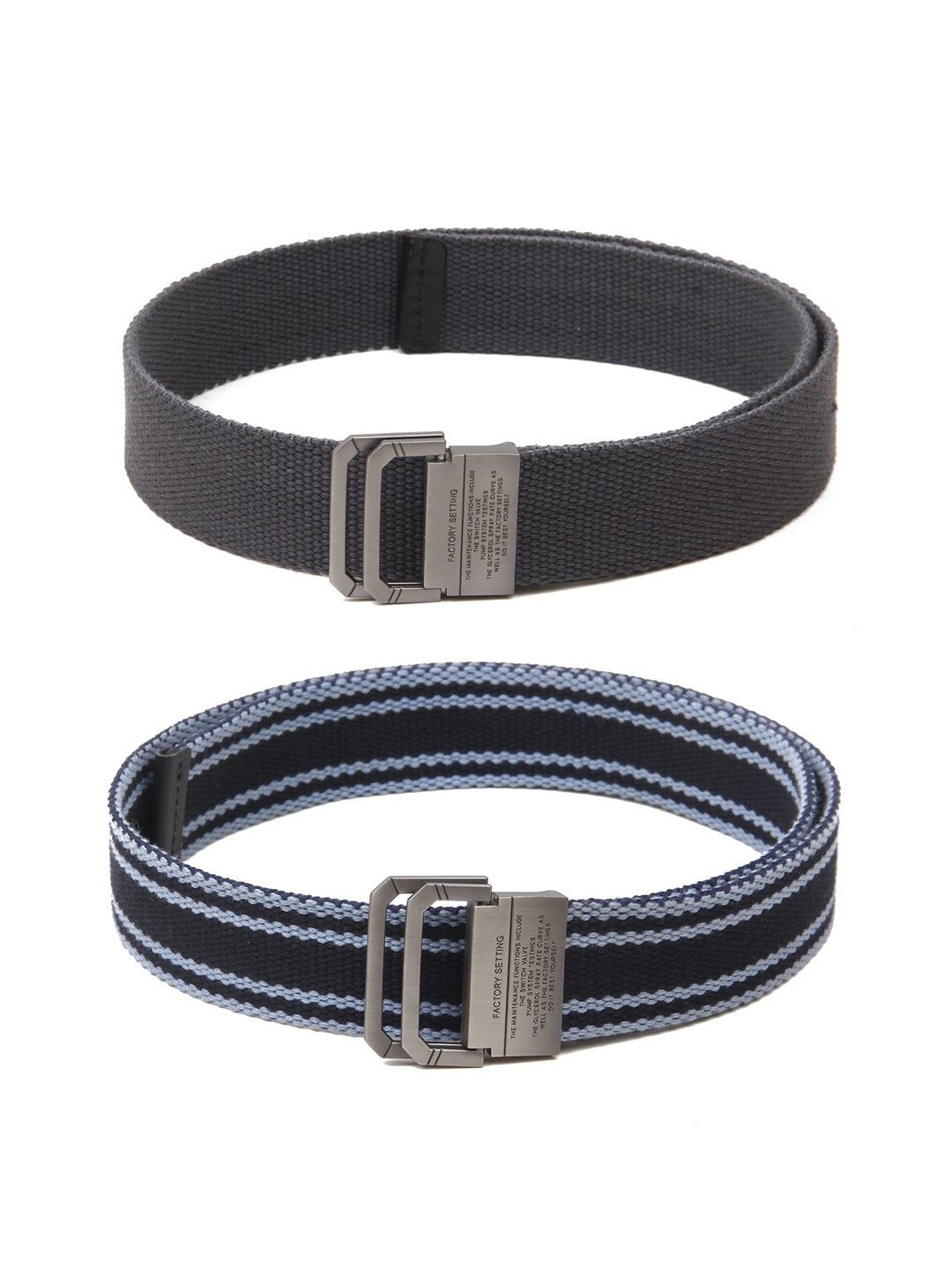 

Calvadoss Men Set Of 2 Textured Belt, Grey