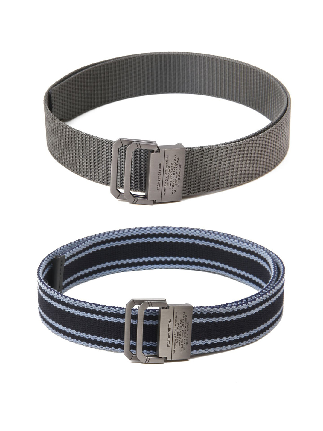 

Calvadoss Men Set Of 2 Textured Belts, Grey