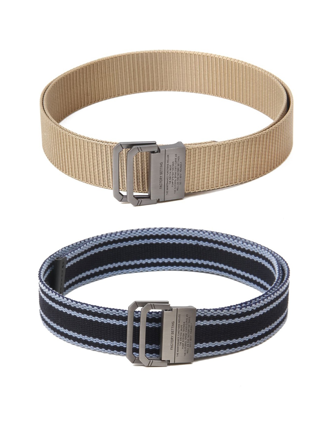 

Calvadoss Men Set Of 2 Textured Belt, Beige