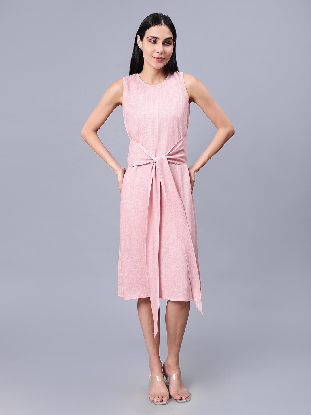 

Indyvarna Sleeveless Cotton A-Line Dress, Rose
