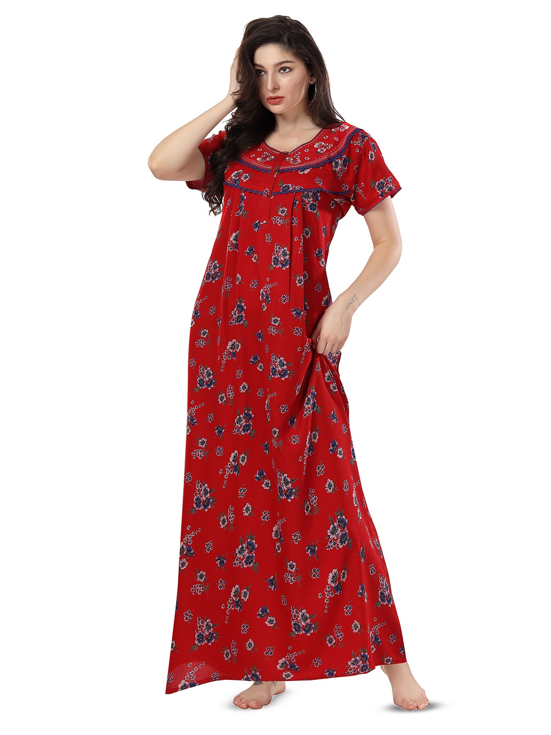 

Soulemo Floral Printed Maxi Nightdress, Red