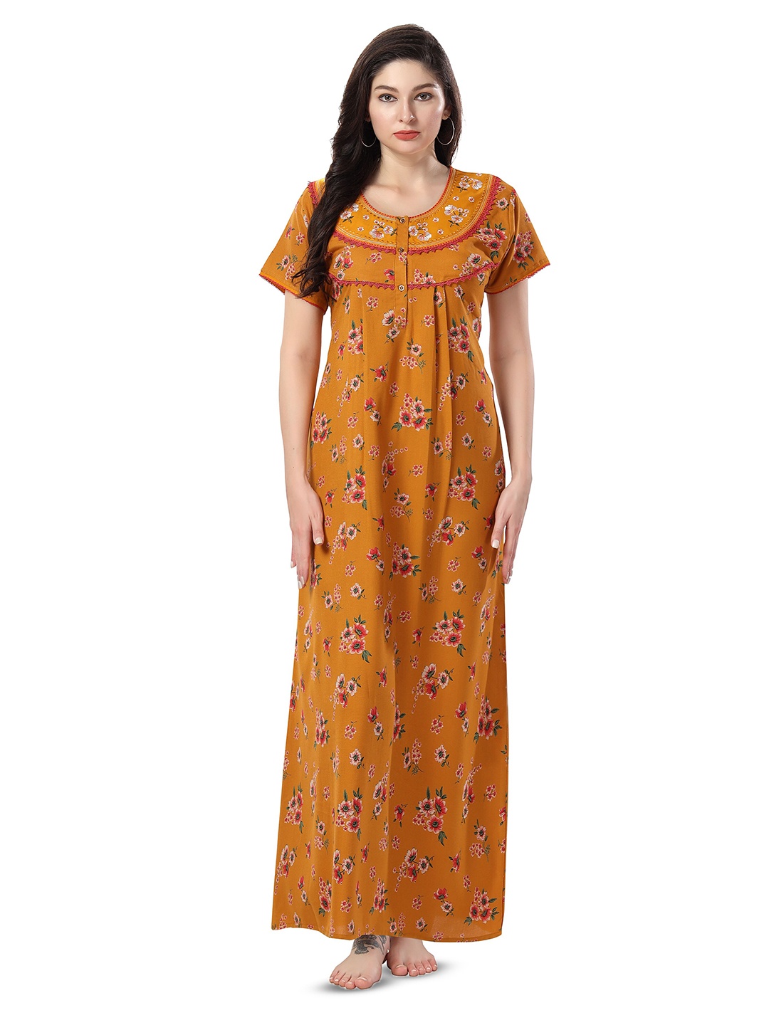 

Soulemo Floral Printed Maxi Nightdress, Yellow