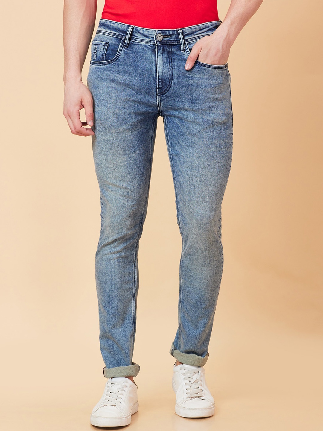 

Being Human Men Slim Fit Heavy Fade Clean Look Stretchable Jeans, Blue