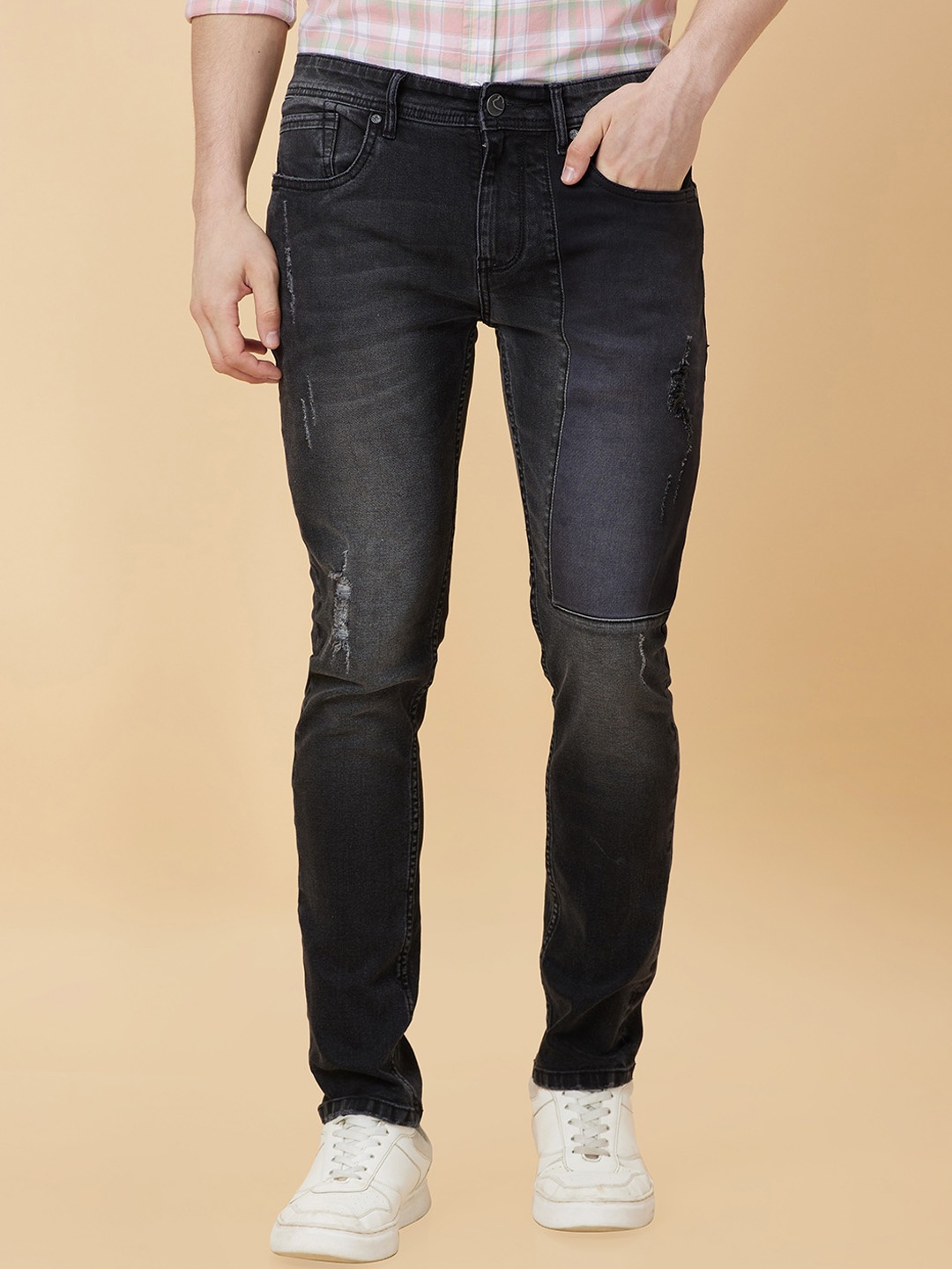

Being Human Men Slim Fit Low Distress Heavy Fade Stretchable Jeans, Black