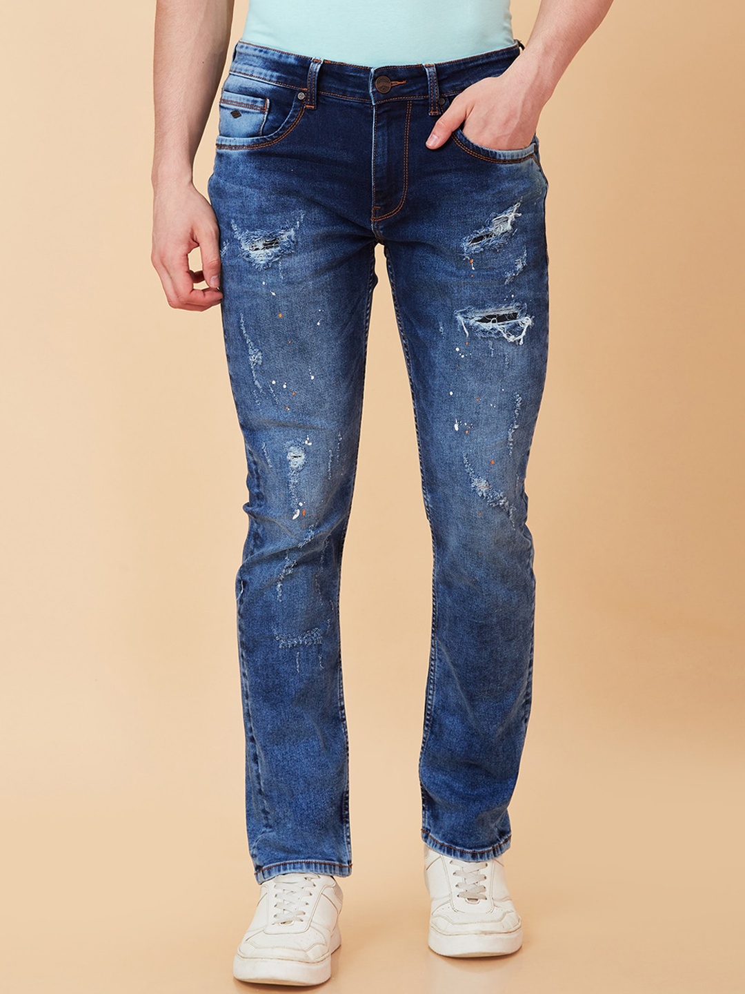 

Being Human Men Slim Fit Mildly Distressed Heavy Fade Jeans, Blue