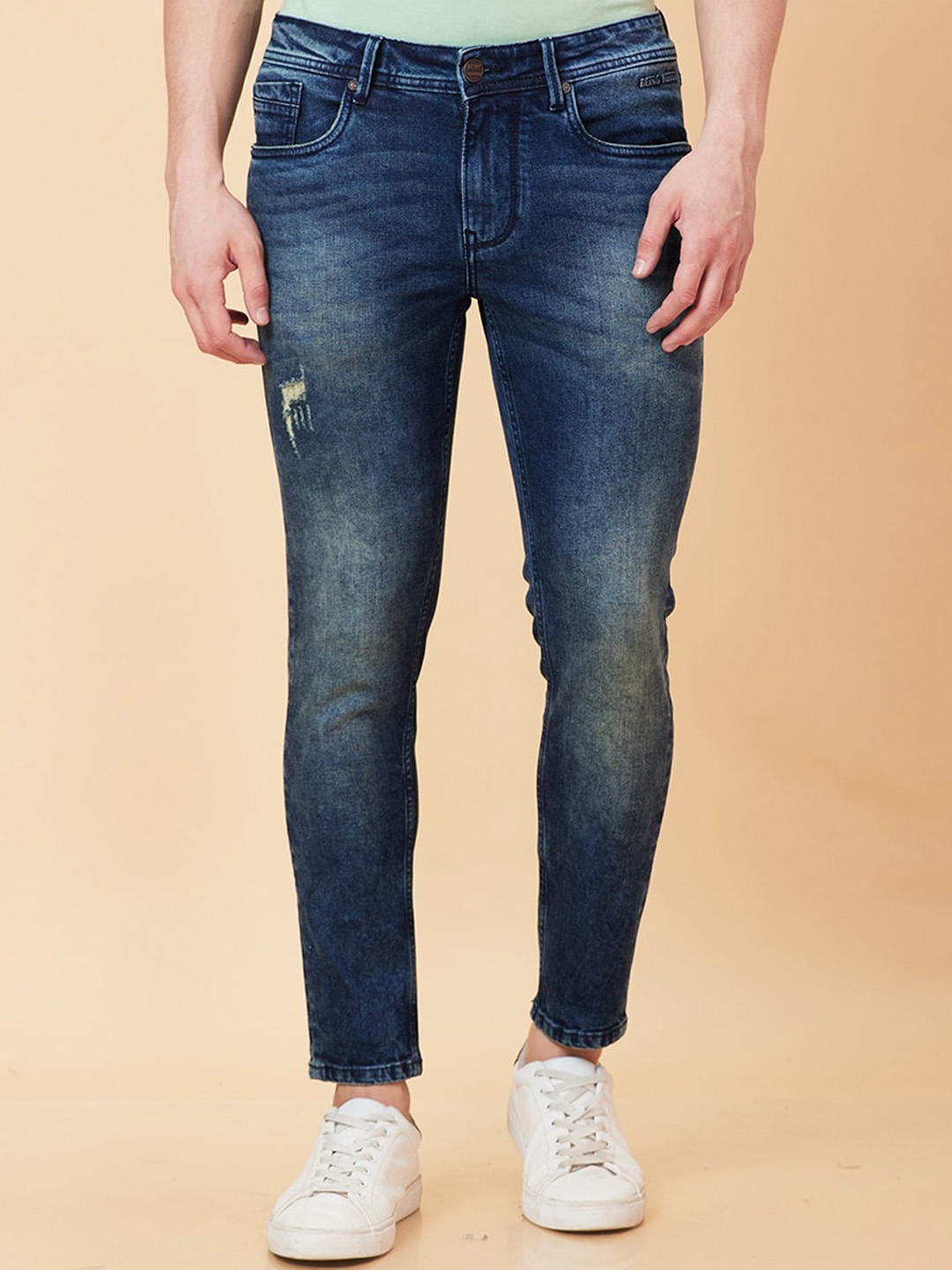 

Being Human Men Low Distress Heavy Fade Jeans, Blue