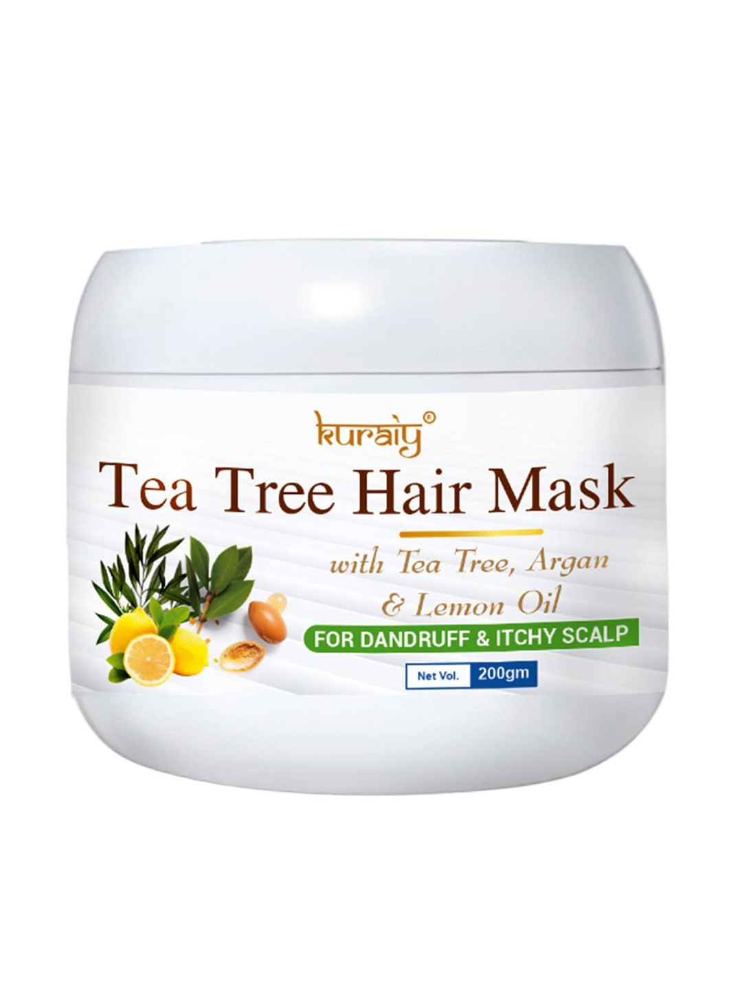 

KURAIY Tea Tree Hair Masks with Argan & Lemon Oil for Dandruff - 200g, White