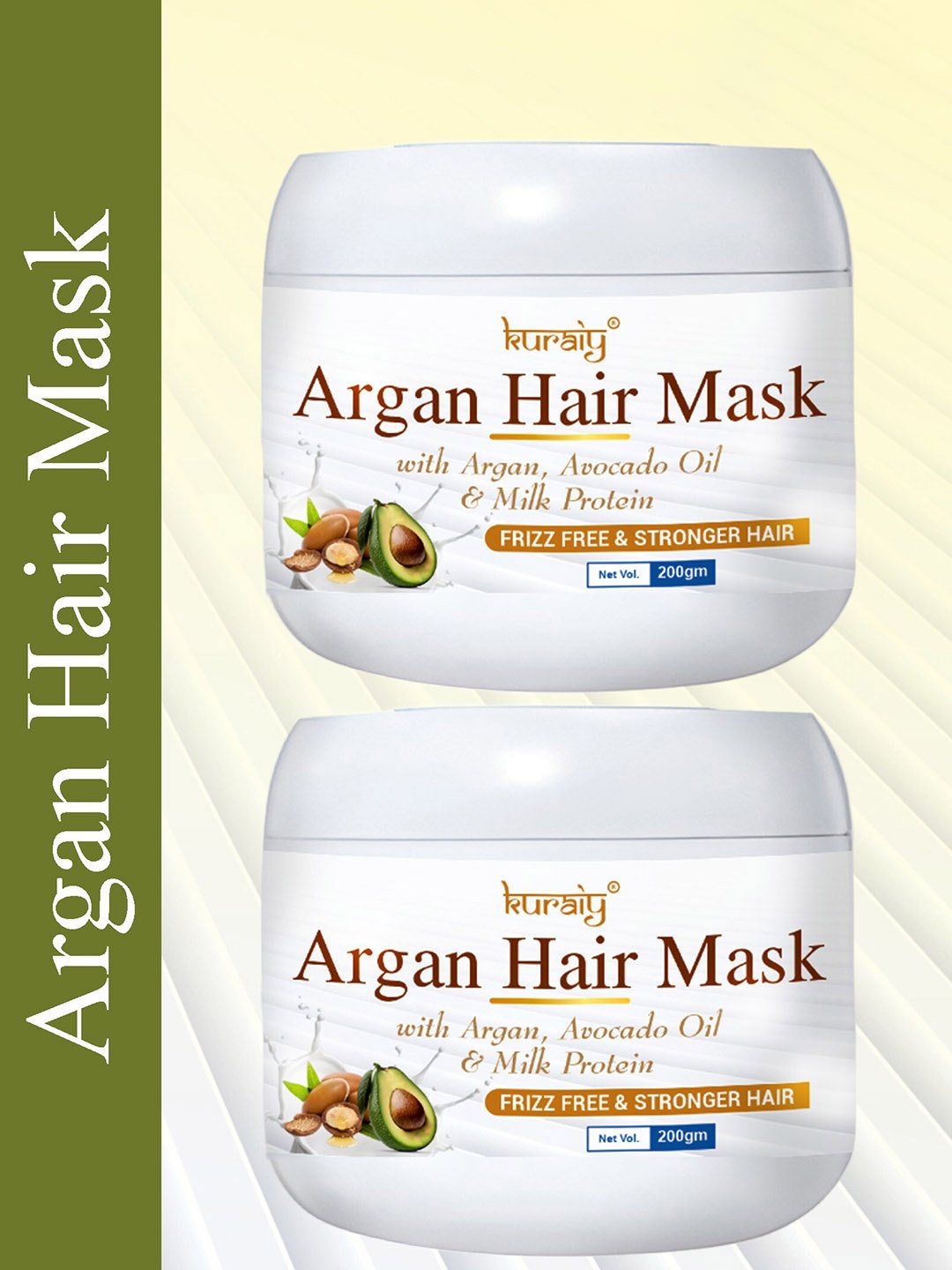 

KURAIY Set of 2 Argan Hair Mask with Avocado Oil & Milk Protein - 200 g each, White