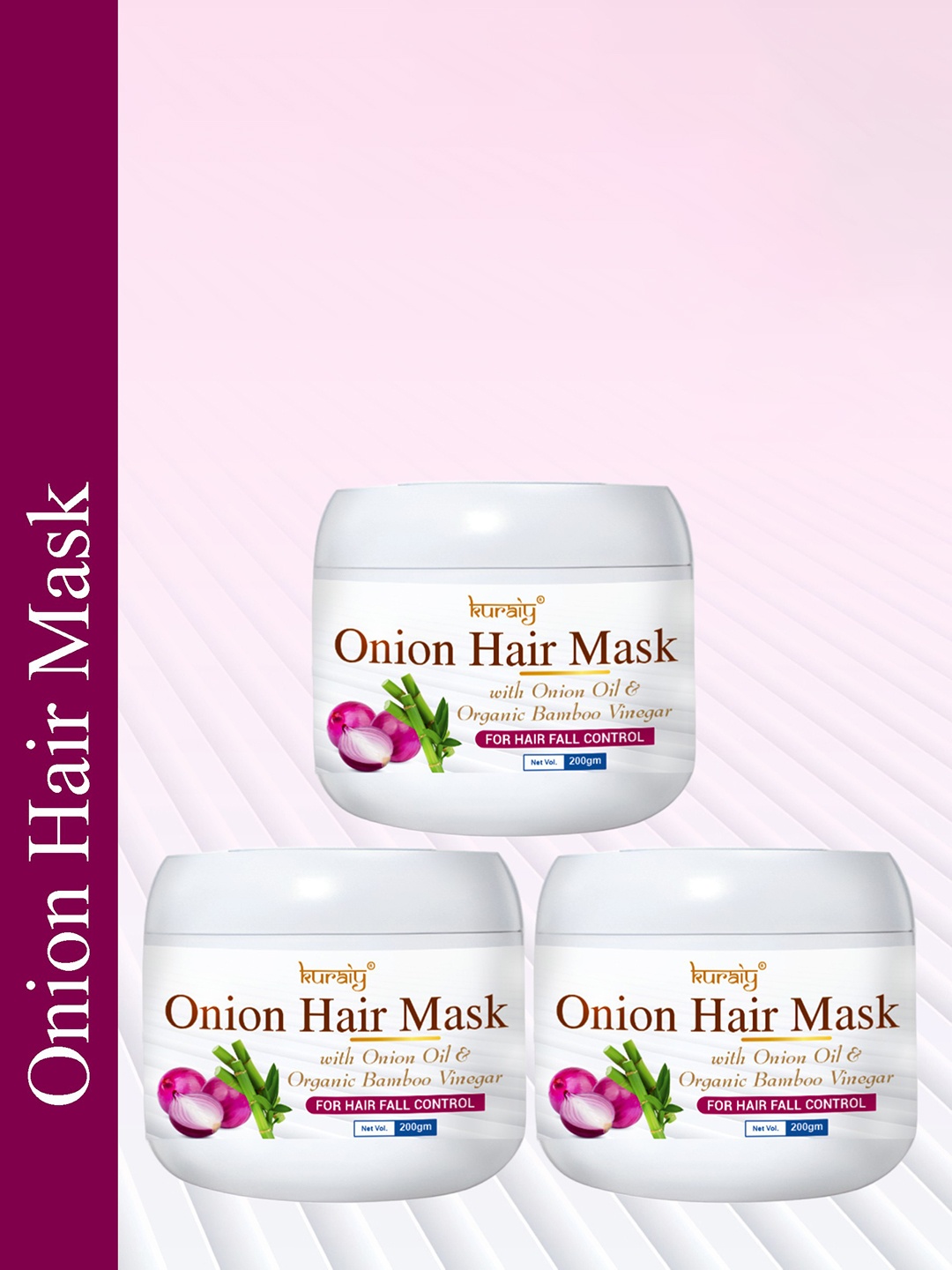 

KURAIY Set Of 2 Onion Hair Mask For Hair Fall Control - 200g Each, White