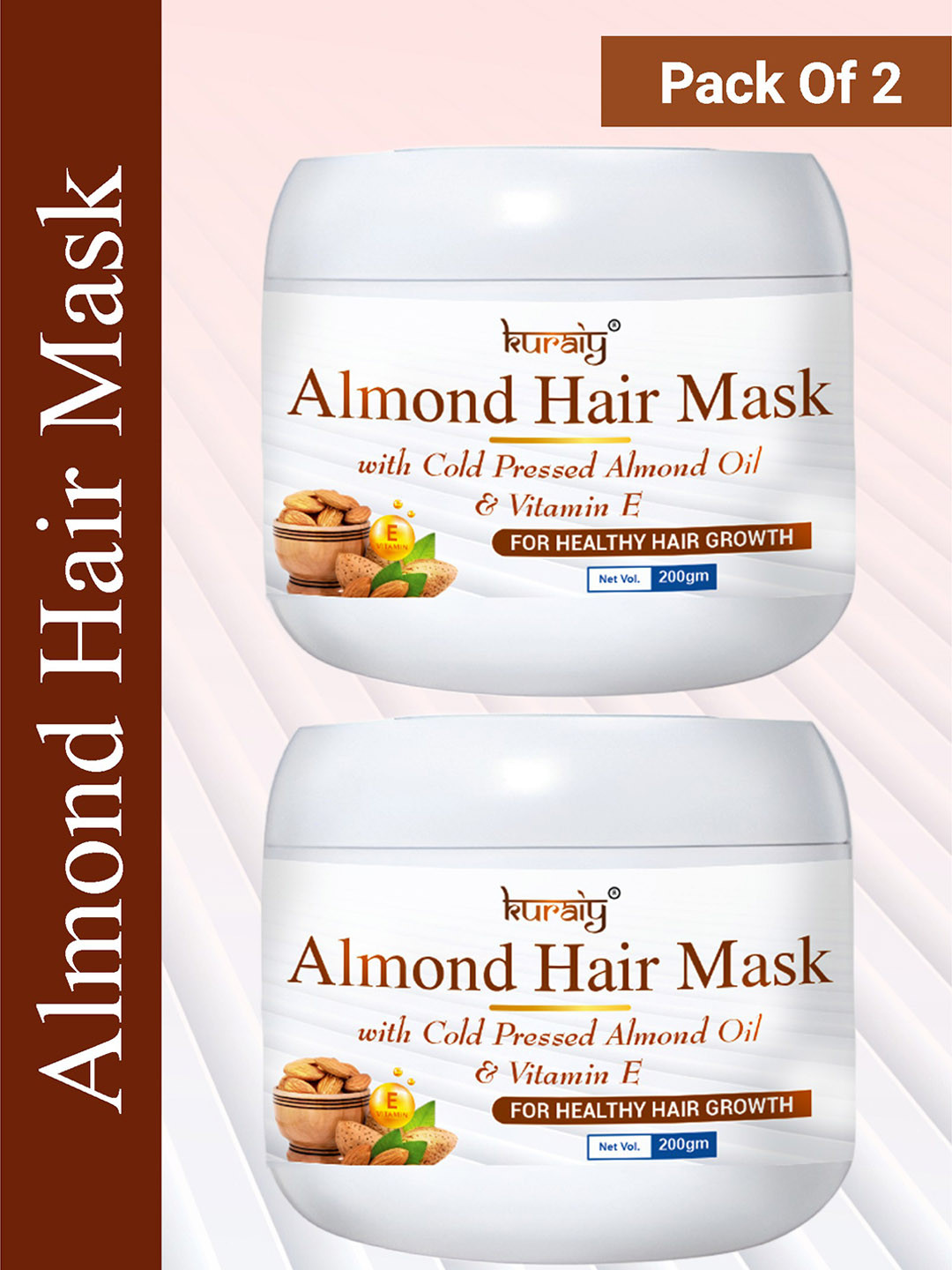

KURAIY Set Of 2 Almond & Vitamin E Hair Masks For Repair Damage Hair Treatment-200gm Each, White