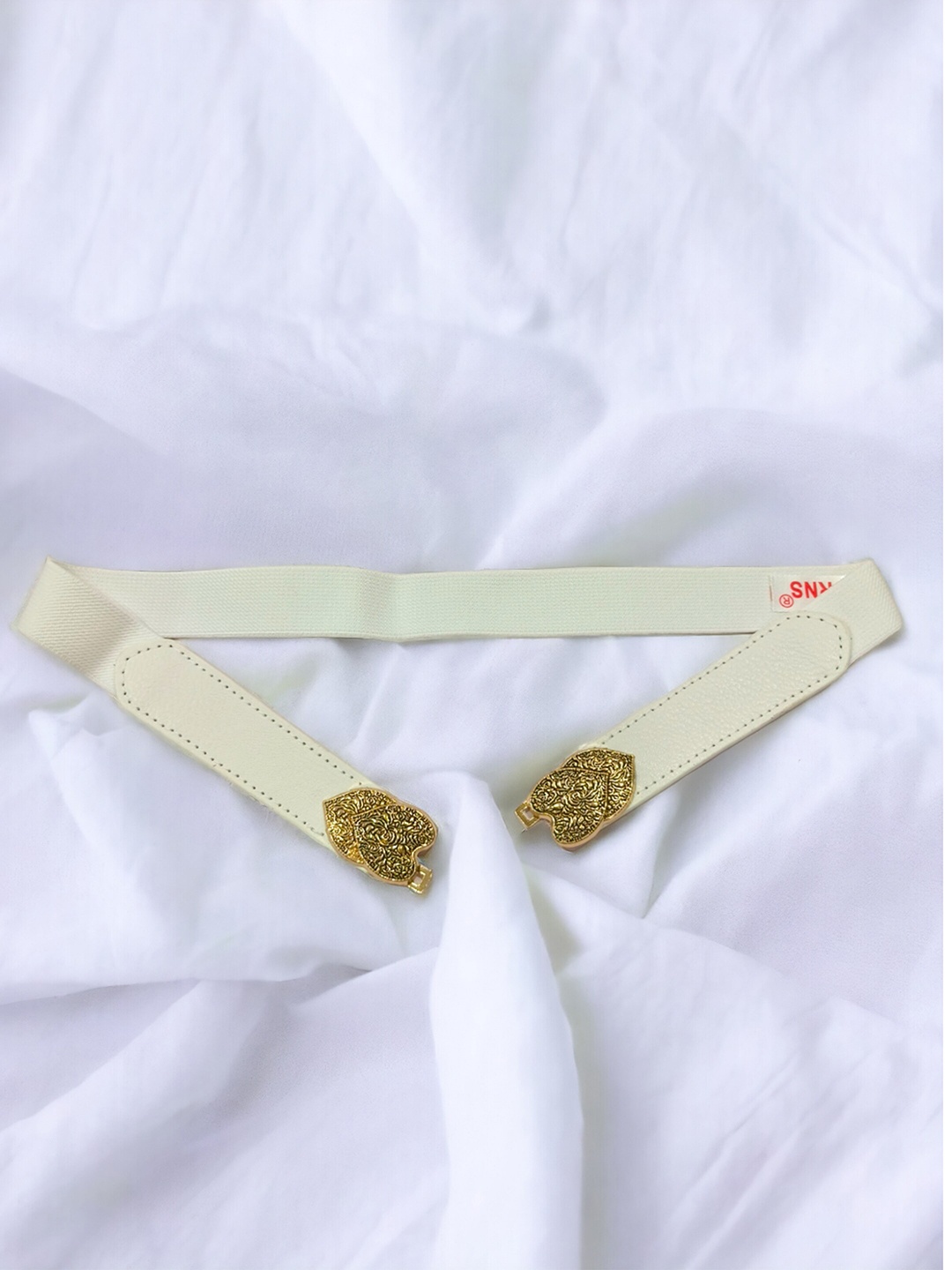 

REDHORNS Women Floral Design Elastic Waist Belt, White