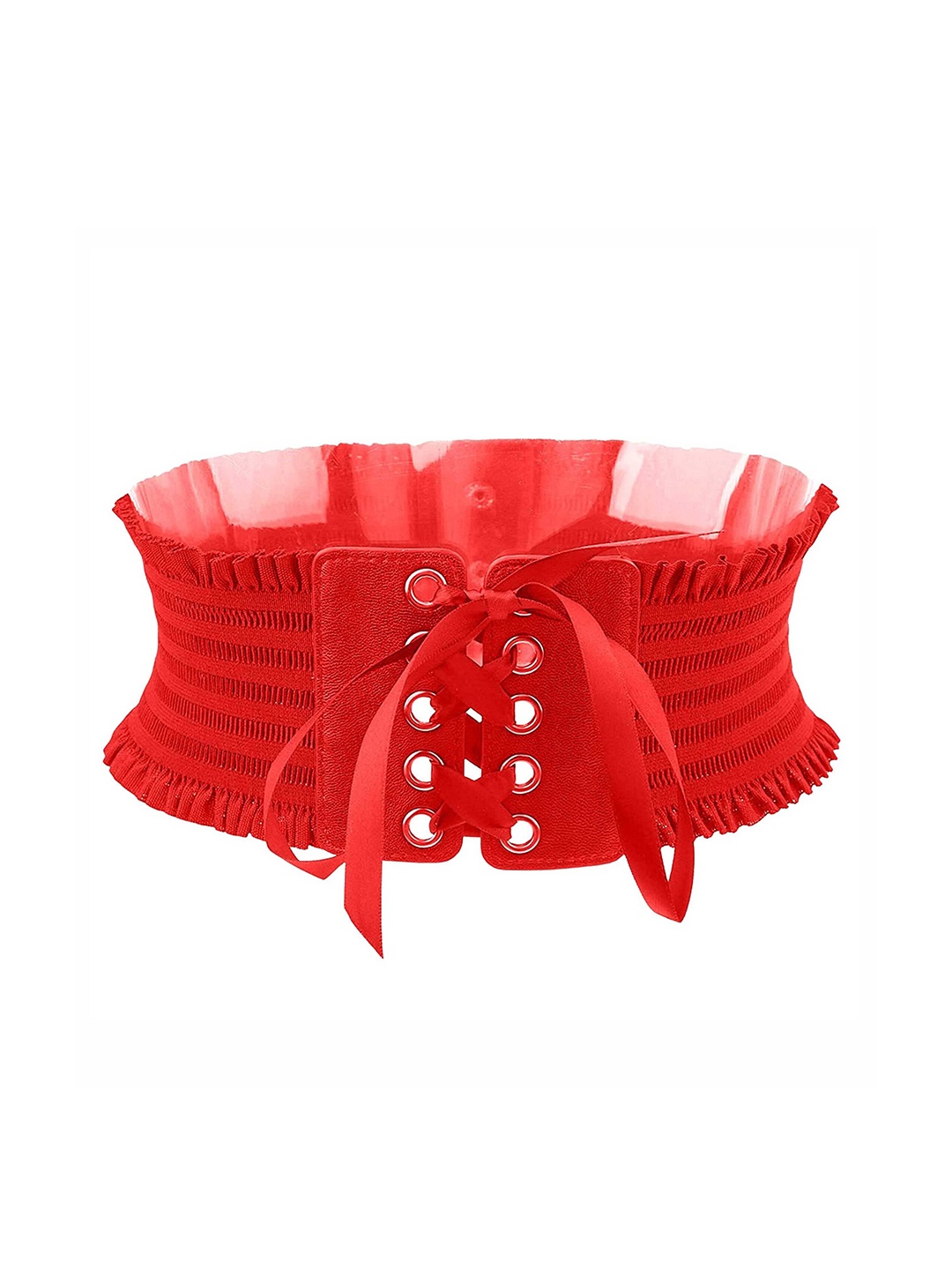 

REDHORNS Women Lace-up Corset Design Elastic Waist Belt, Red