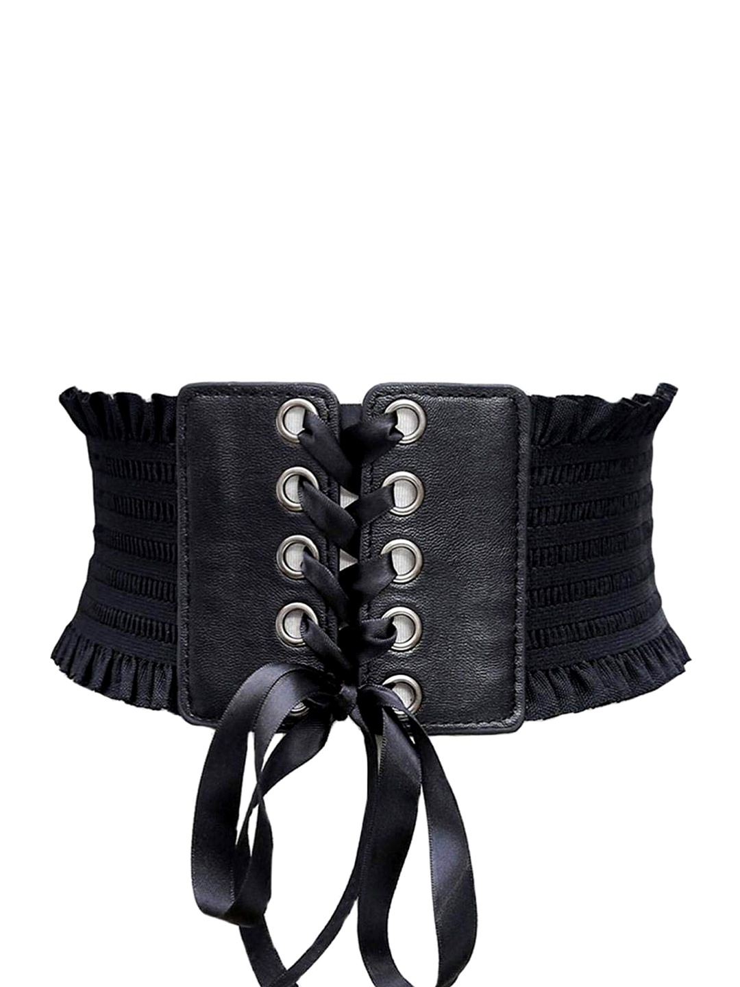

REDHORNS Women Lace-up Corset Design Elastic Waist Belt, Black