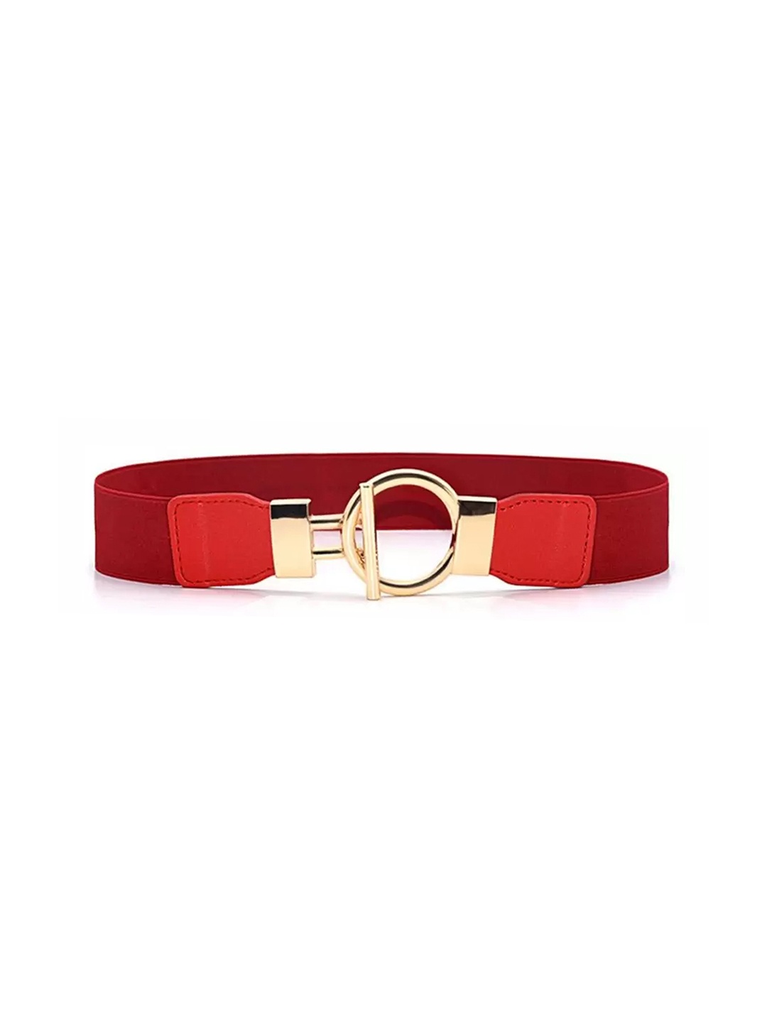 

REDHORNS Women Round Buckle Design Elastic Waist Belt, Red