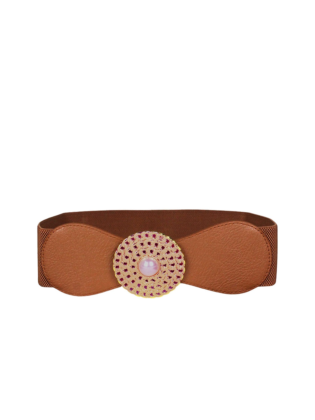 

REDHORNS Women Elegant Circle Design Elastic Waist Belt, Brown