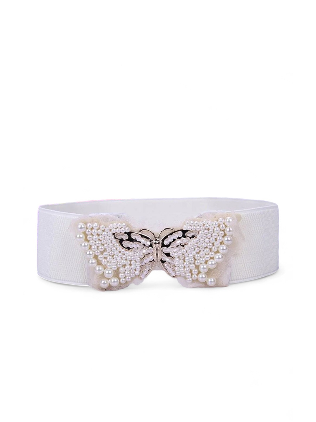 

REDHORNS Women Butterfly Design Elastic Waist Belt, White