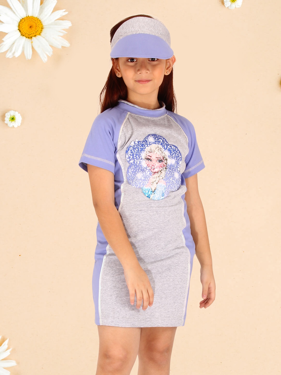 

CUTECUMBER Girls Colourblocked T-shirt Dress, Blue