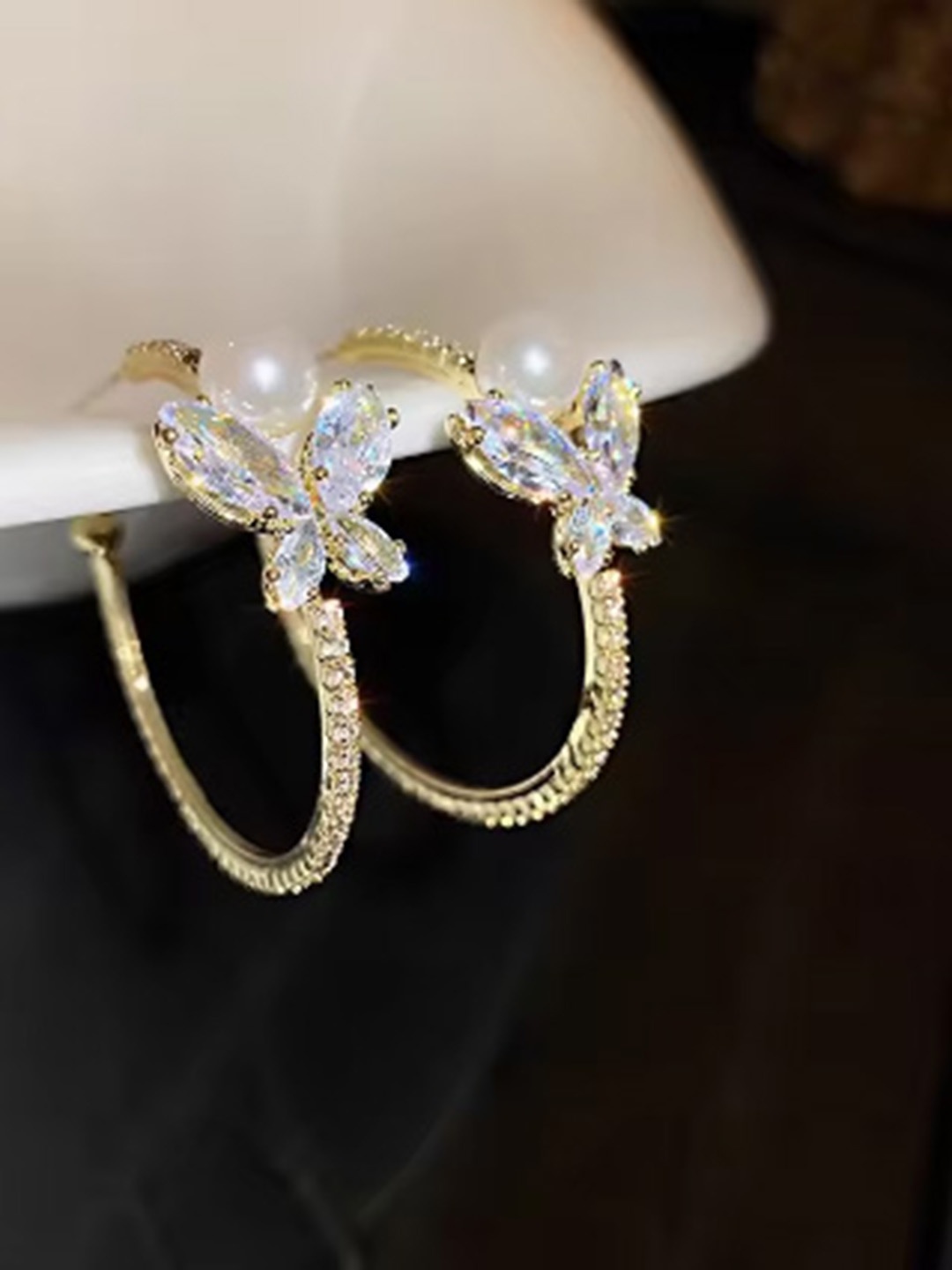 

ISHKAARA Gold-Plated Butterfly Shaped Half Hoop Earrings