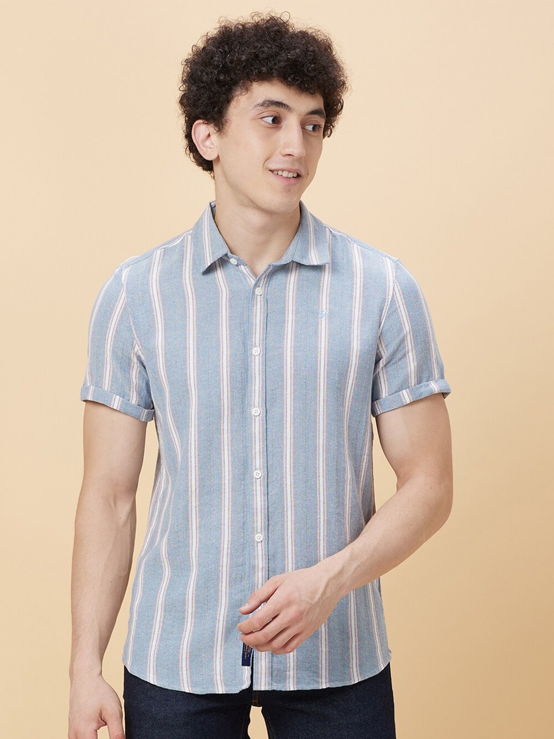 

Being Human Slim Fit Striped Spread Collar Opaque Casual Shirt, Grey