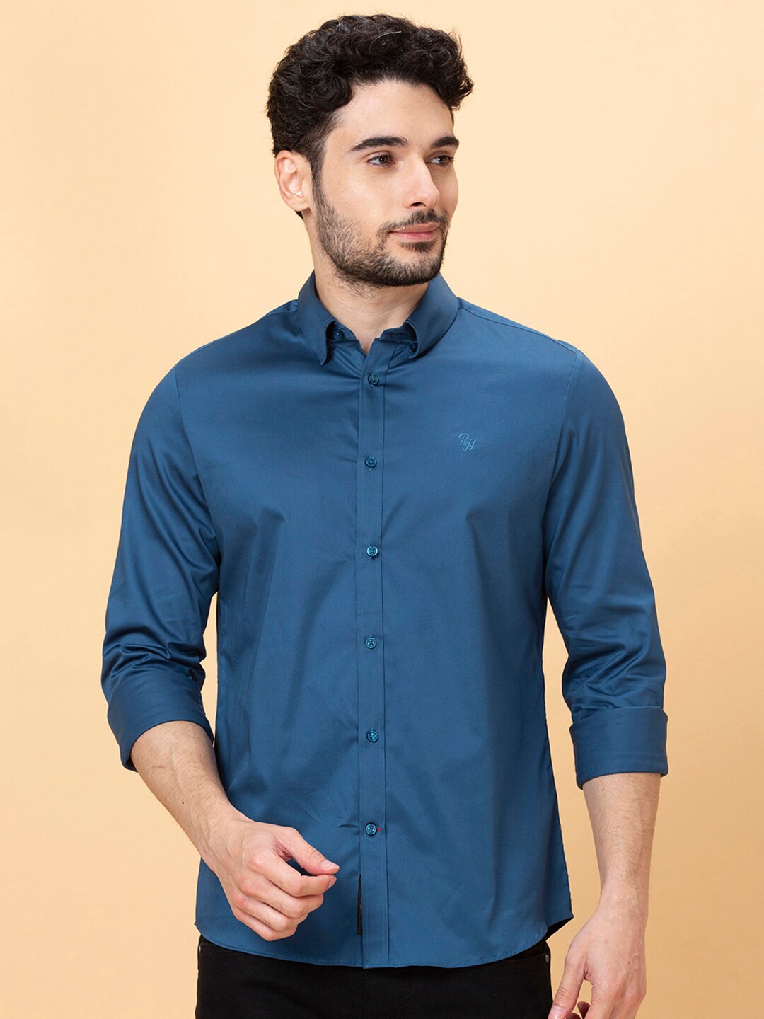 

Being Human Cotton Button-Down Collar Slim Fit Casual Shirt, Blue