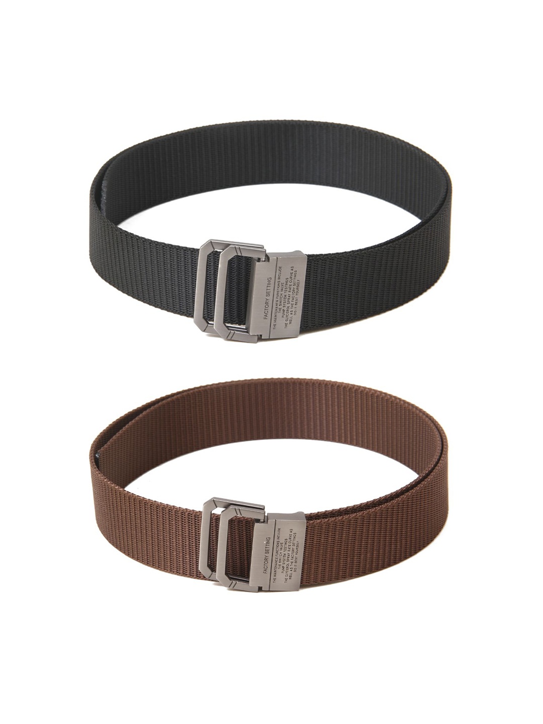 

Calvadoss Girls Set Of 2 Textured Canvas Belts, Black