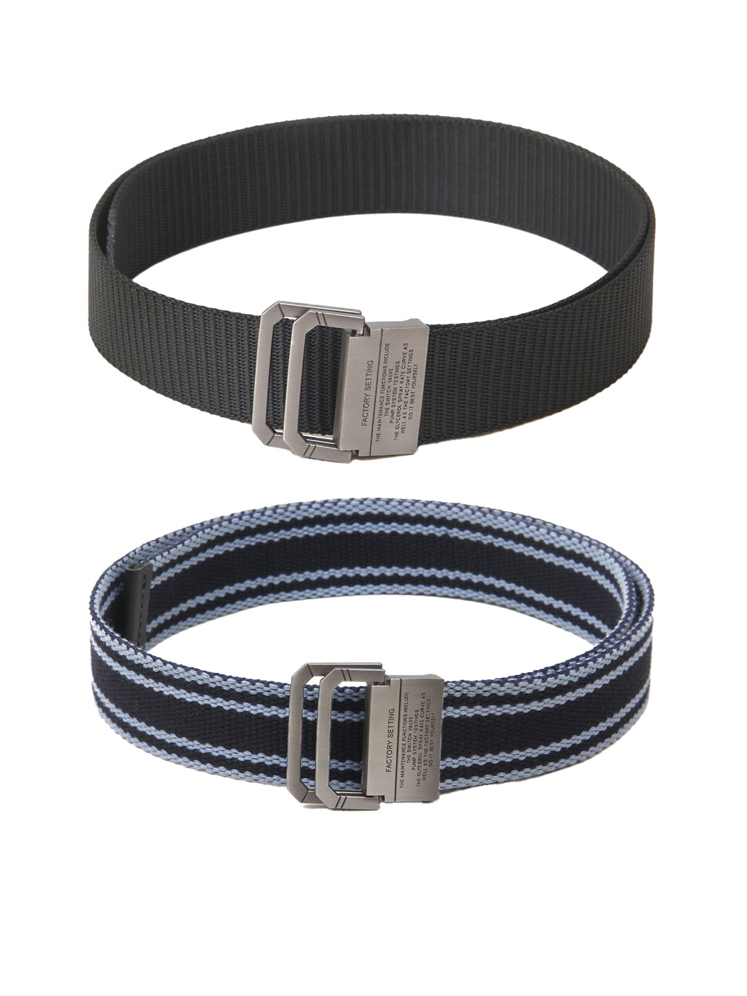 

Calvadoss Girls Set Of 2 Textured Canvas Belts, Black