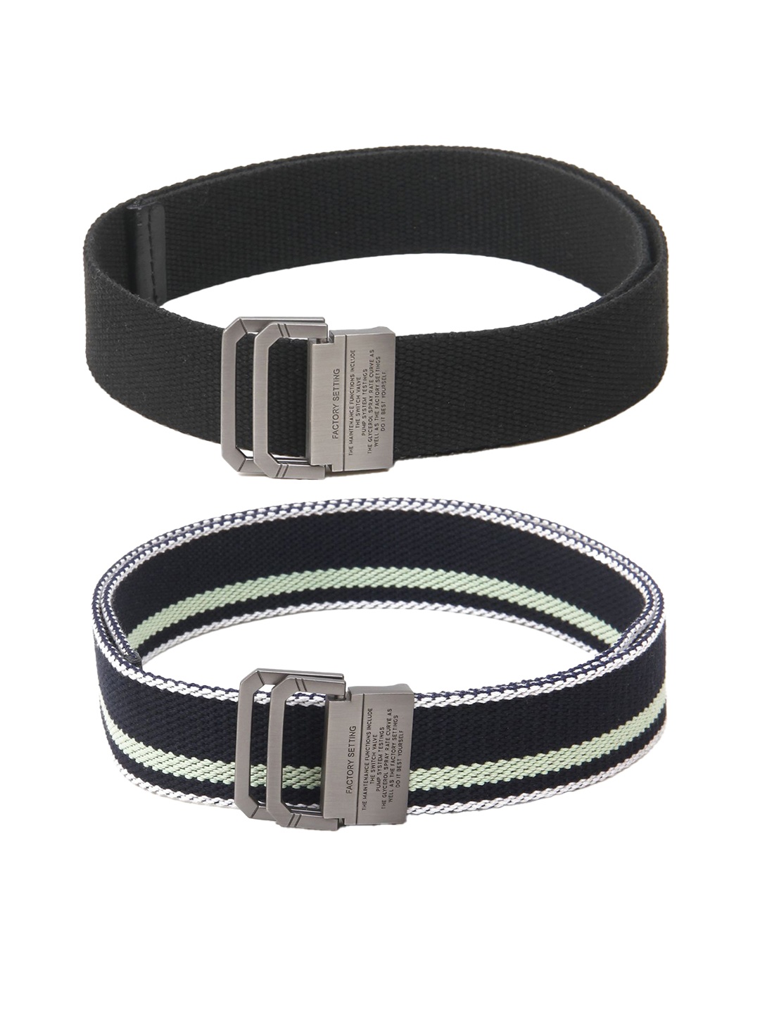 

Calvadoss Girls Set Of 2 Textured Canvas Belts, Black