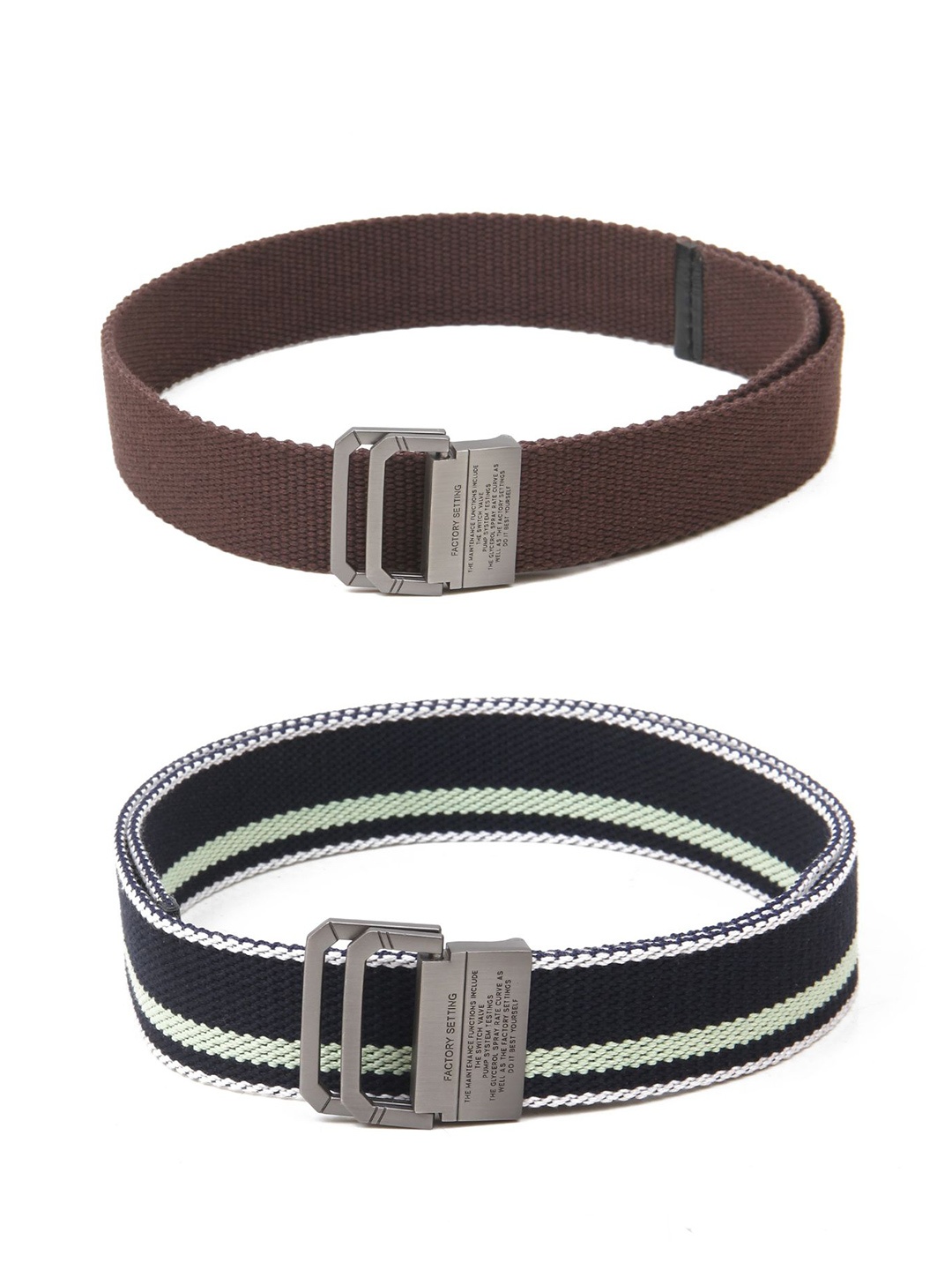 

Calvadoss Girls Set Of 2 Textured Canvas Belts, Brown