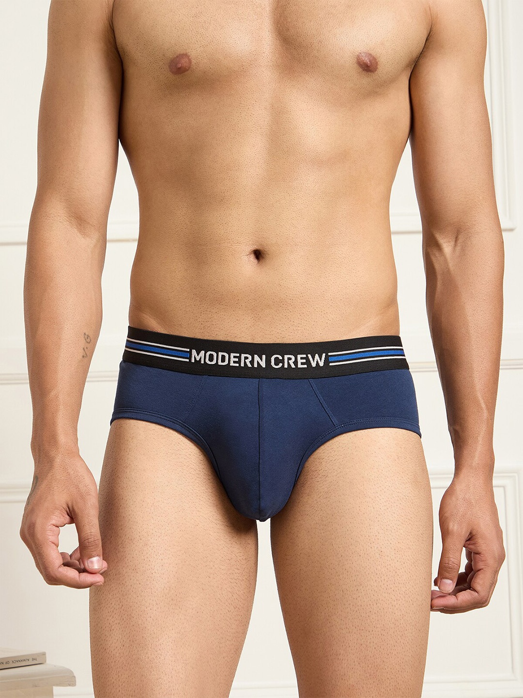 

MODERN CREW Men CoolSense Cotton Brief, Navy blue