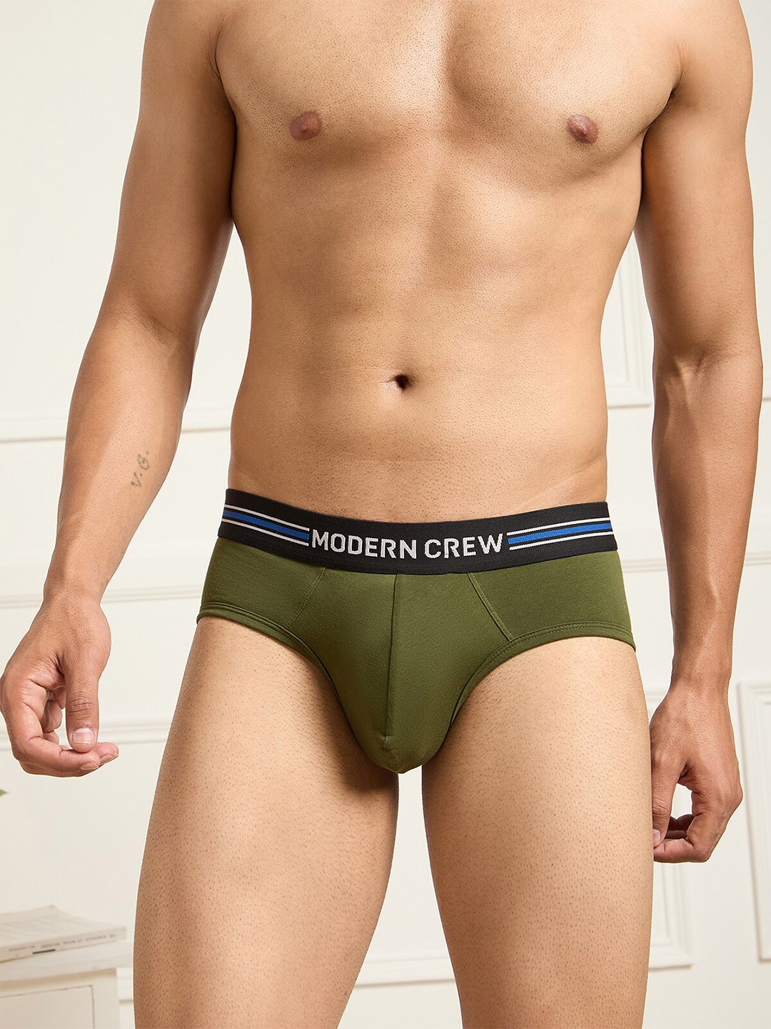 

MODERN CREW Men CoolSense Cotton Brief, Green