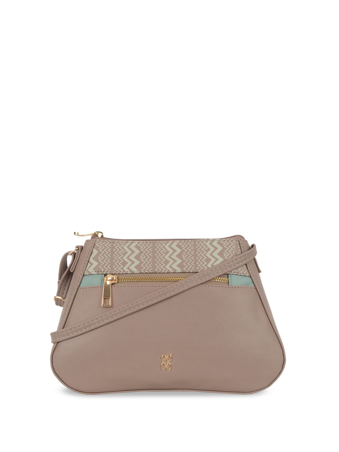 

Baggit Geometric Printed Structured Sling Bag, Beige