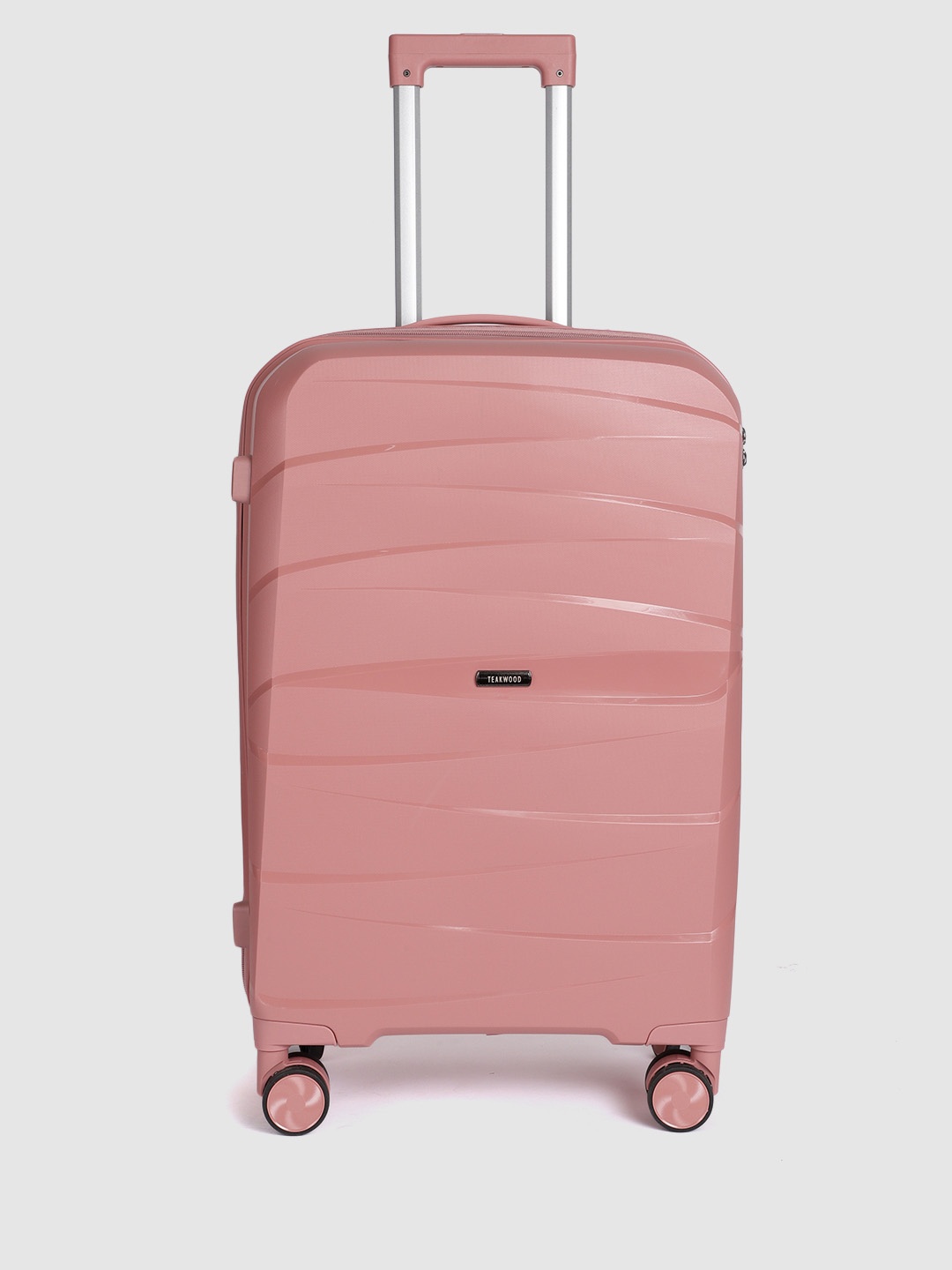 

Teakwood Leathers Textured Hard Sided Medium-Sized Check-In Trolley Bag 57L, Pink
