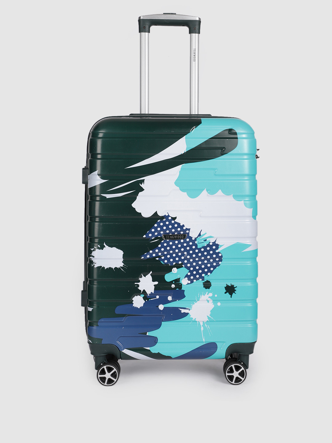 

Teakwood Leathers Printed 360 Degree Rotation Hard Medium-Sized Trolley Bag 32L, Green