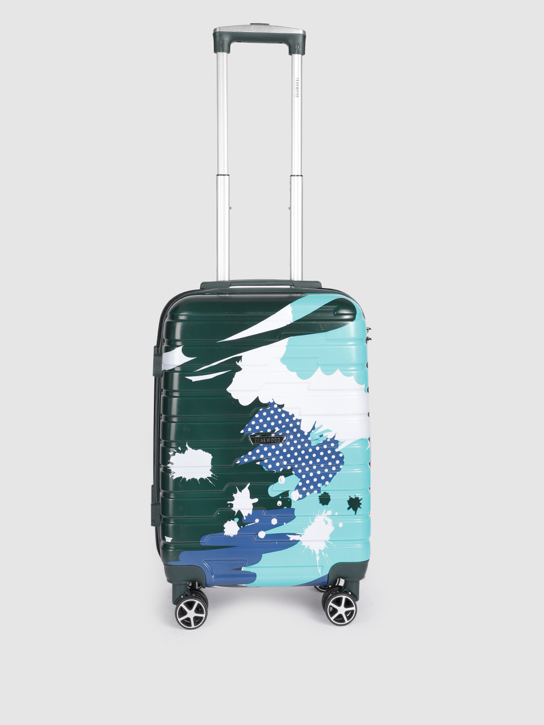 

Teakwood Leathers Cracker 360 Degree Rotation Hard-Sided Cabin-Sized Trolley Bag 32L, Green