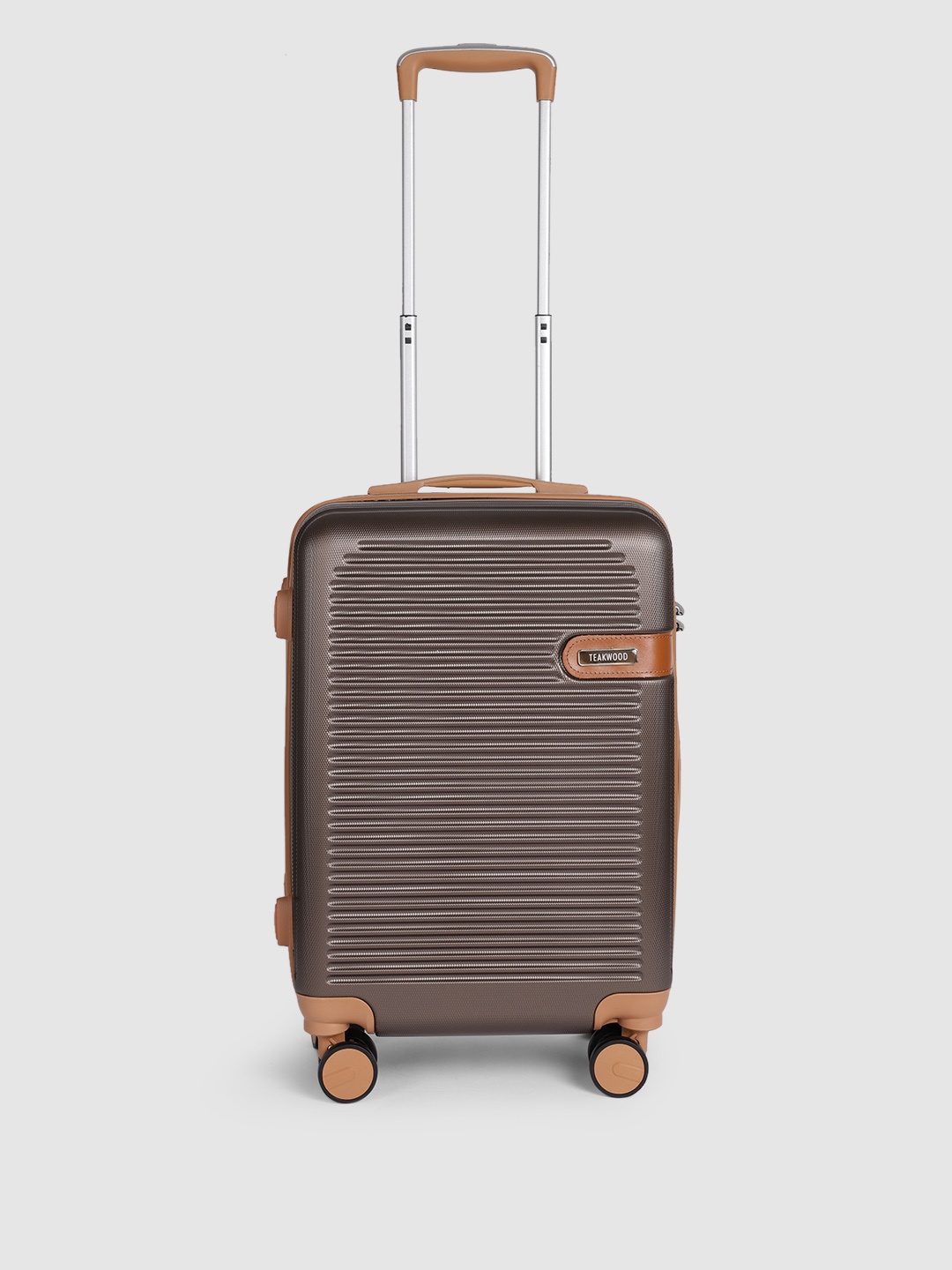 

Teakwood Leathers Textured 360-Degree Rotation Hard-Sided Cabin-Sized Trolley Bag 38L, Brown