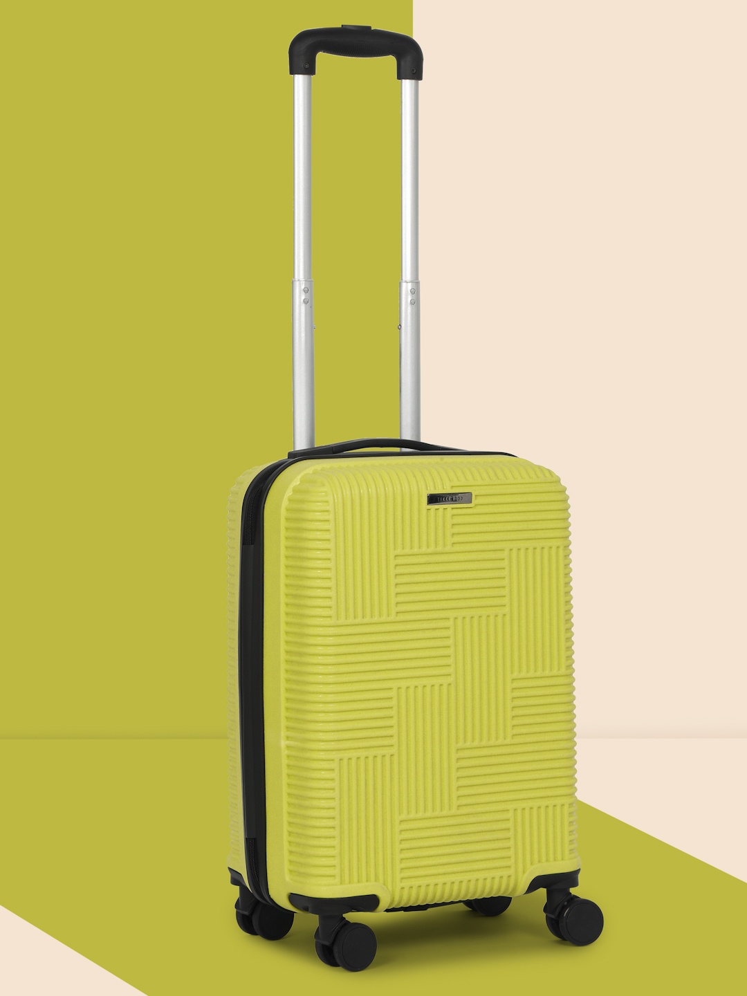

Teakwood Leathers Textured Hard-Sided Cabin-Sized Check-In Trolley Bag 38L, Lime green