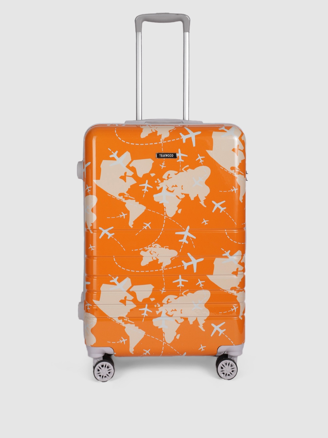 Teakwood Leathers Aeroplane 360 Degree Rotation Hard Medium-Sized Trolley Bag 32L, Orange