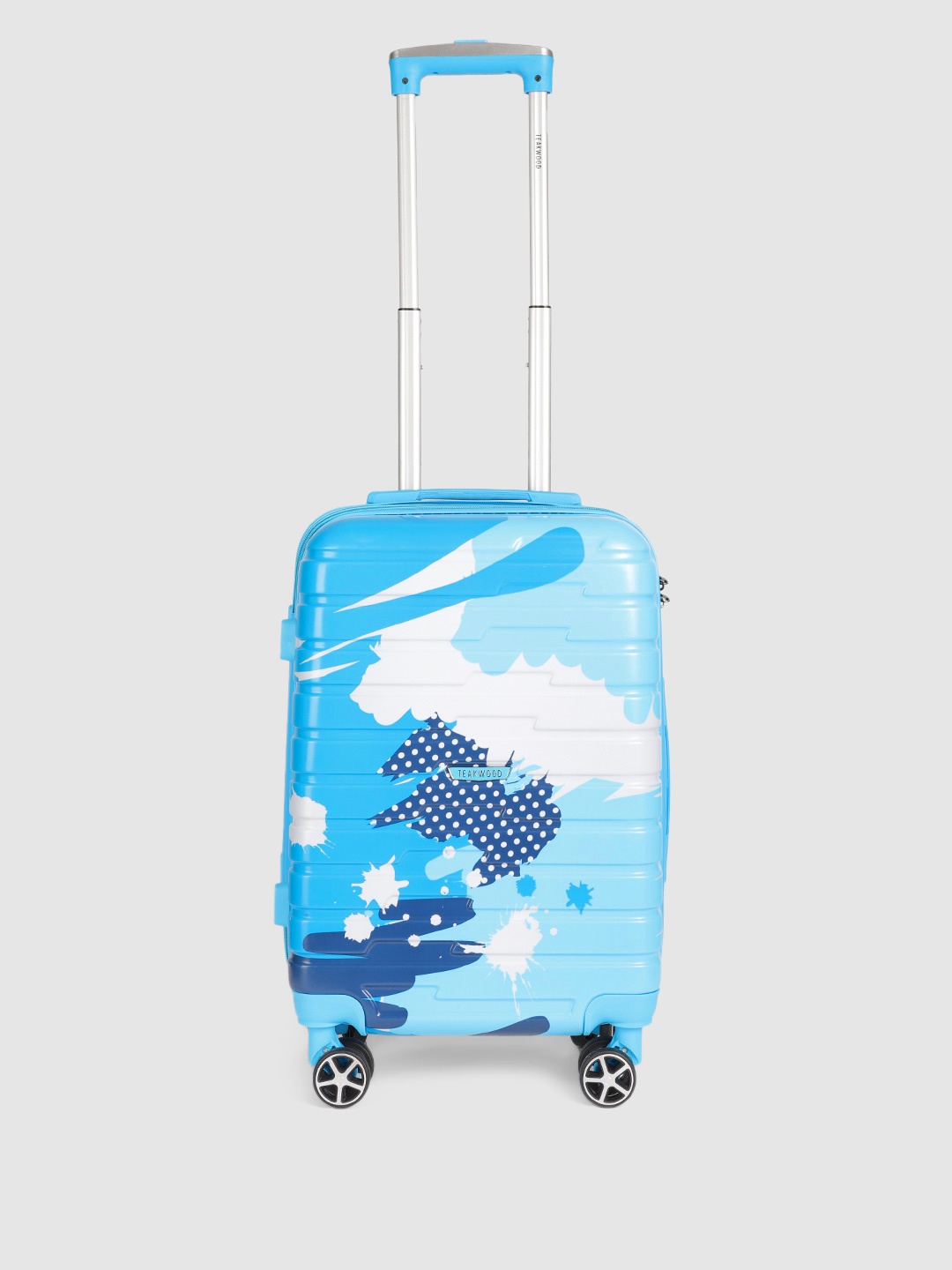 

Teakwood Leathers Printed 360-Degree Rotation Hard-Sided Cabin-Sized Trolley Bag 32L, Blue