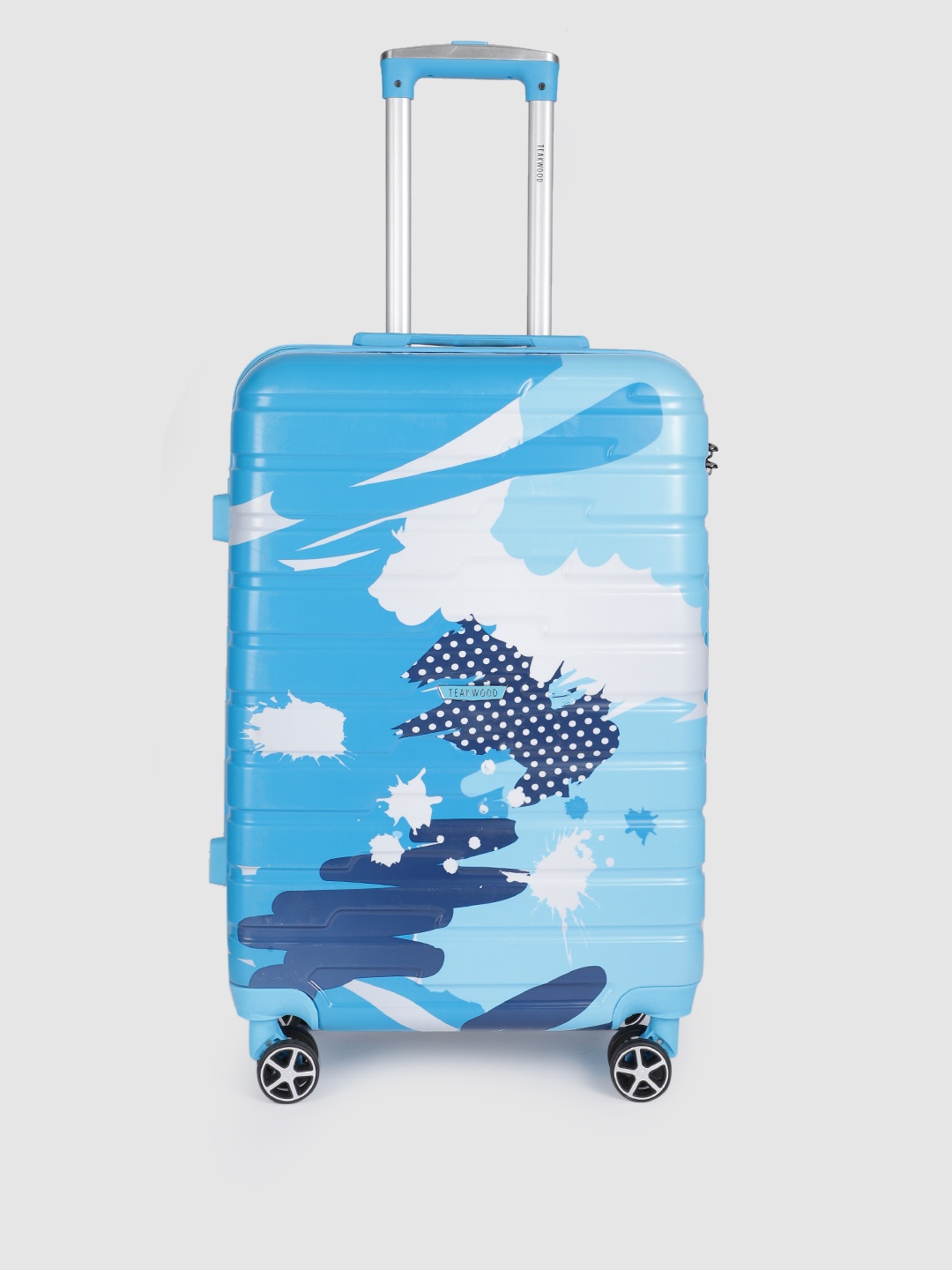 

Teakwood Leathers Cracker Printed 360 Degree Rotation Hard Medium-Sized Trolley Bag 32L, Blue