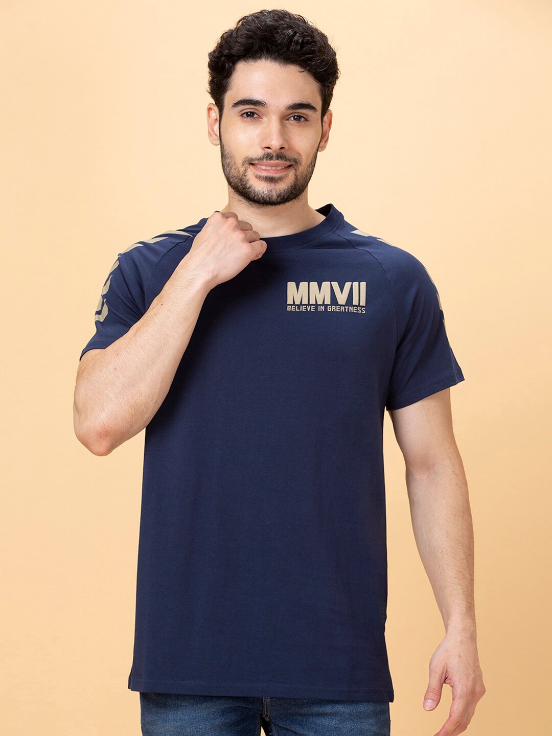 

Being Human Cotton Round Neck Short Sleeves Casual T-shirt, Blue