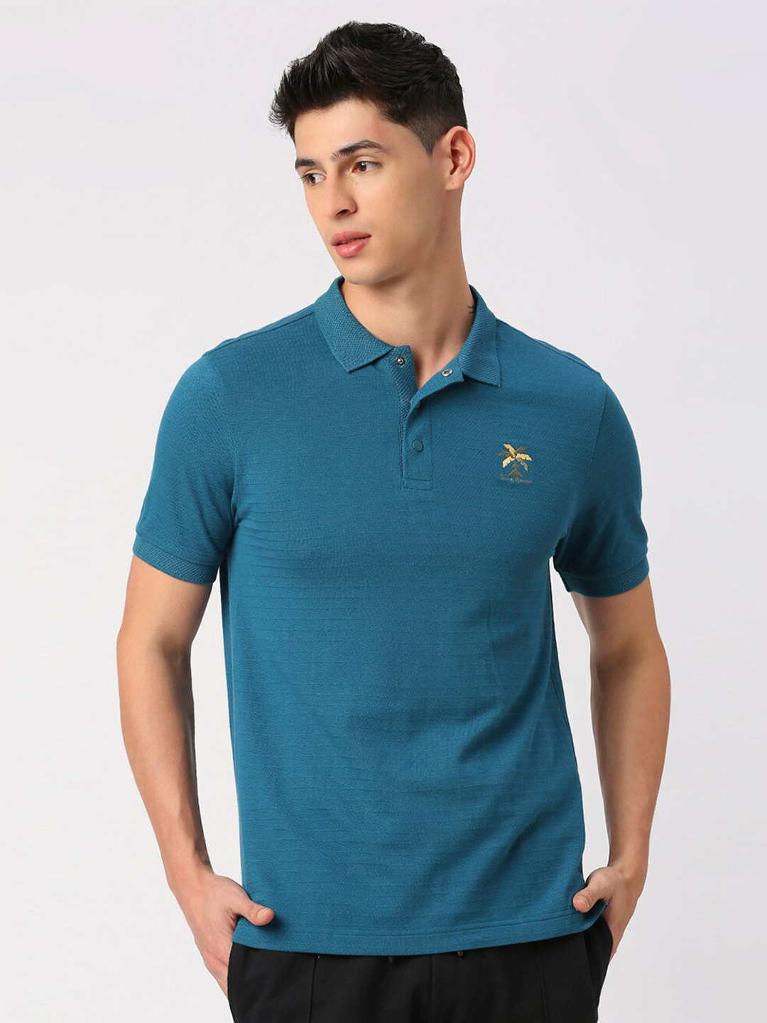 

Being Human Polo Collar Short Sleeves Cotton T-shirt, Blue