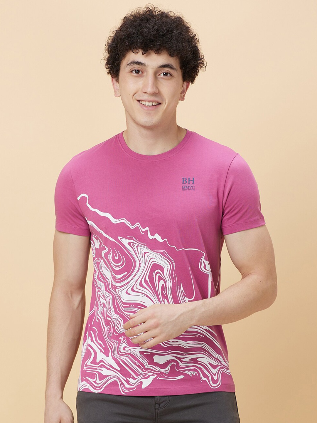 

Being Human Graphic Printed Round Neck Short Sleeves T-shirt, Purple