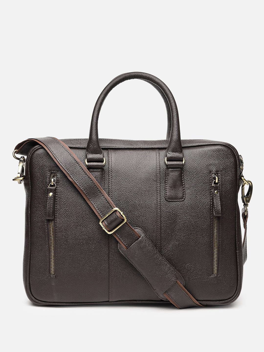 

HATS OFF ACCESSORIES Unisex Leather Laptop Bag Up to 16 inch, Brown