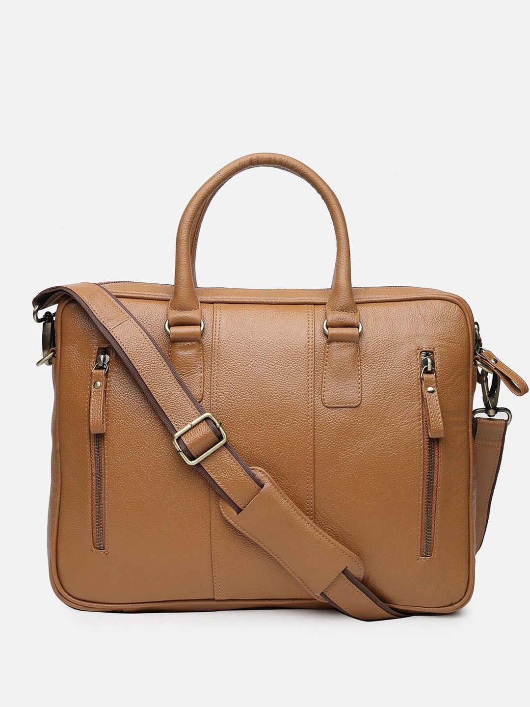 

HATS OFF ACCESSORIES Unisex Leather Laptop Bag Up to 16 inch, Tan