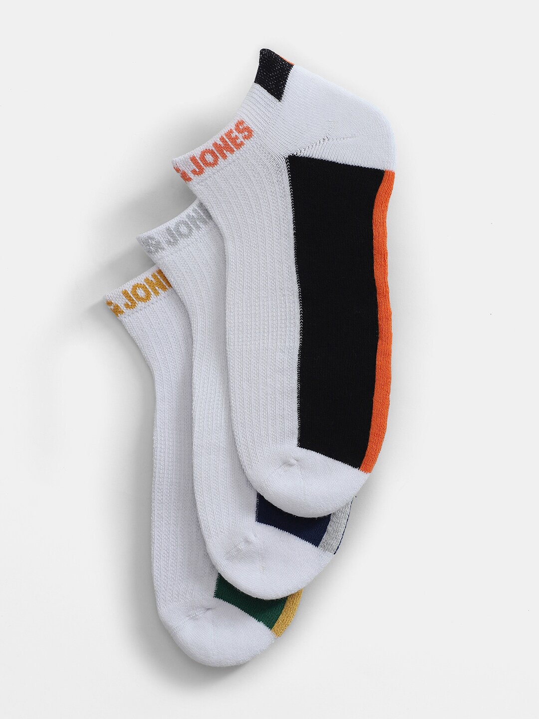 

Jack & Jones Men Pack Of 3 Colourblocked Ankle Length Socks, White