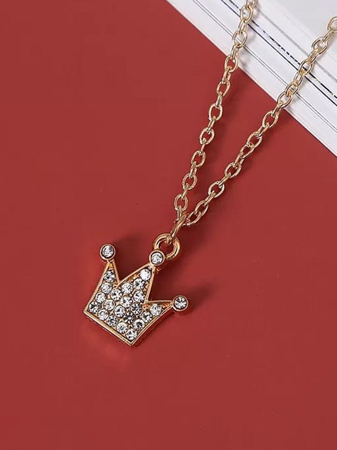 

Xivir Gold-Plated Stone Studded Pendants With Chains