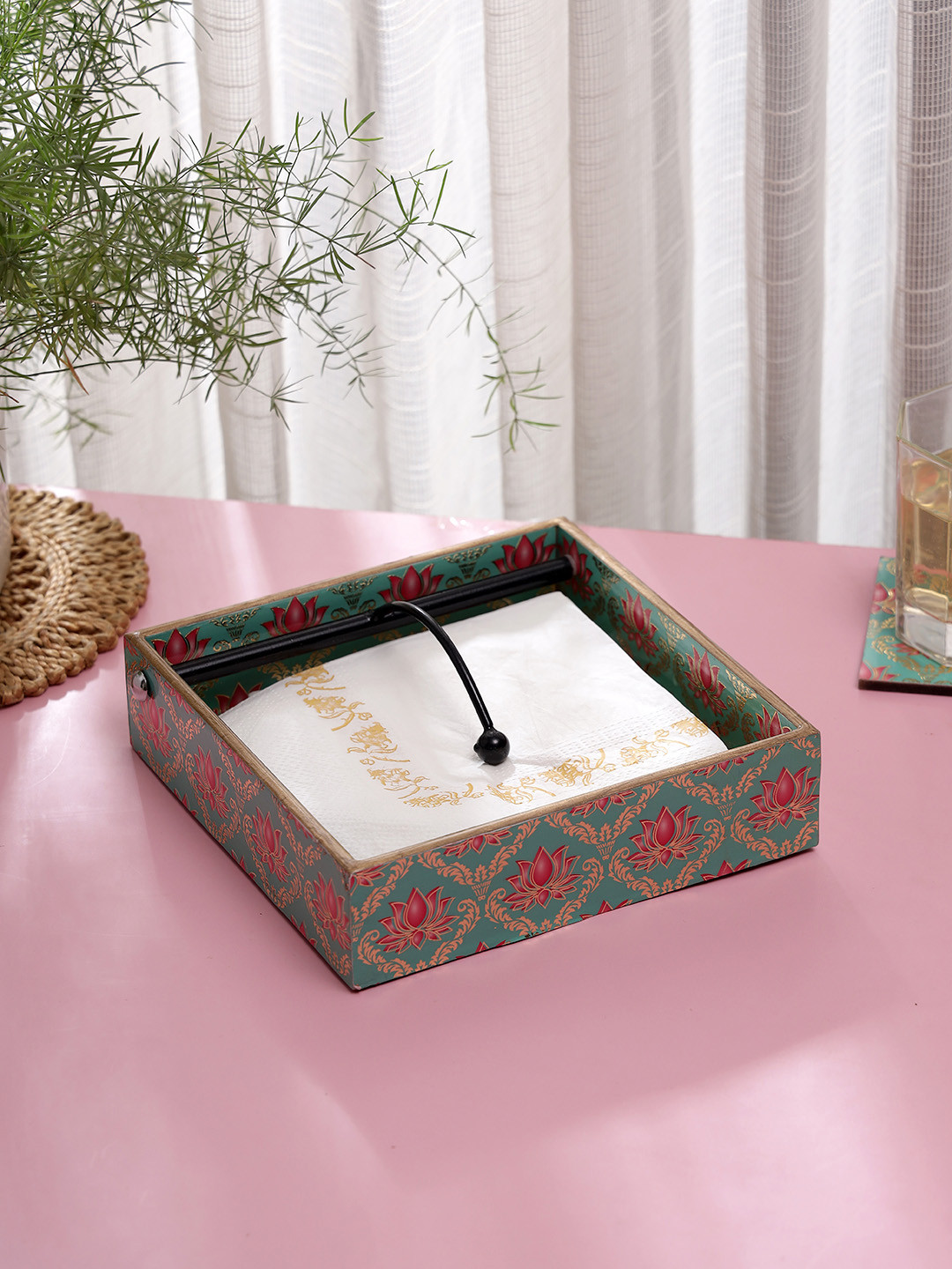 

DULI Green & Pink Printed Tissues Box Holder