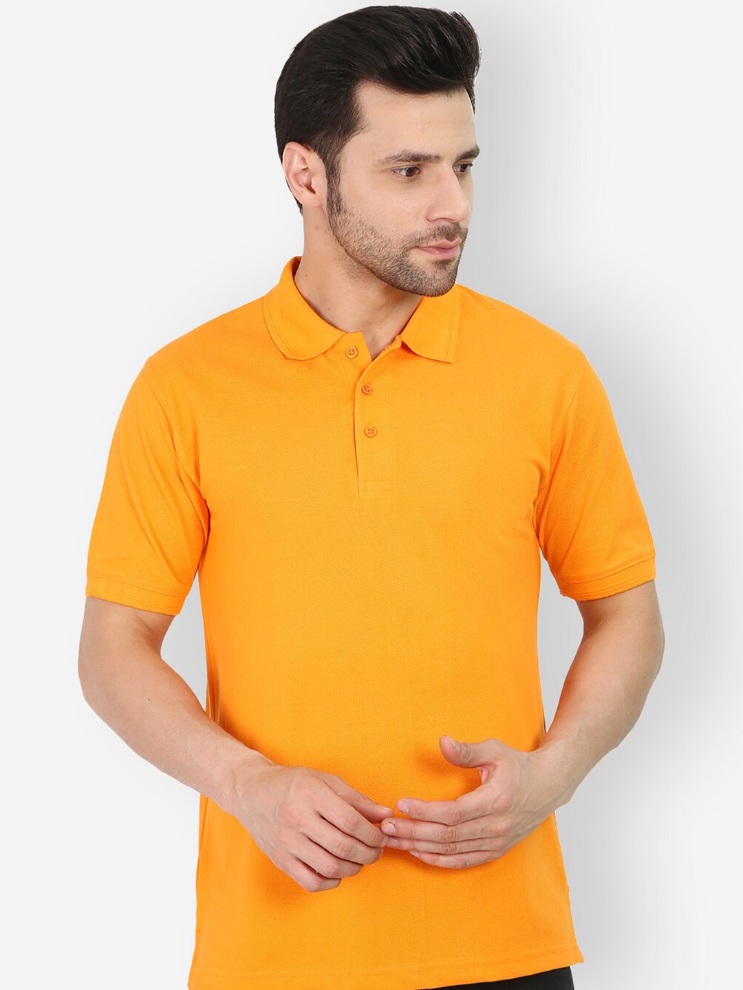 

TEEMOODS Polo Collar Cotton T-shirt, Orange